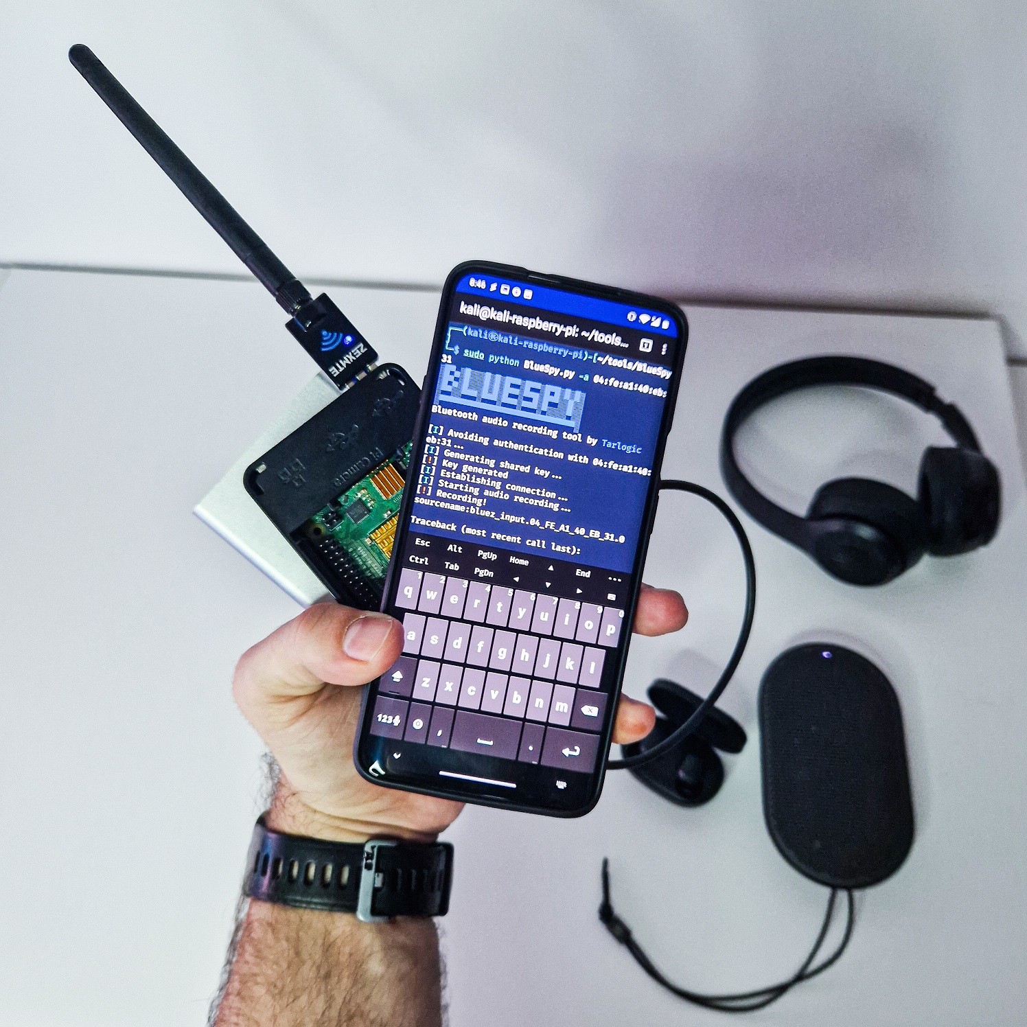 This critical security issue allows third party user to record audio from Bluetooth speaker with built-in microphone in vicinity, even when it is alre